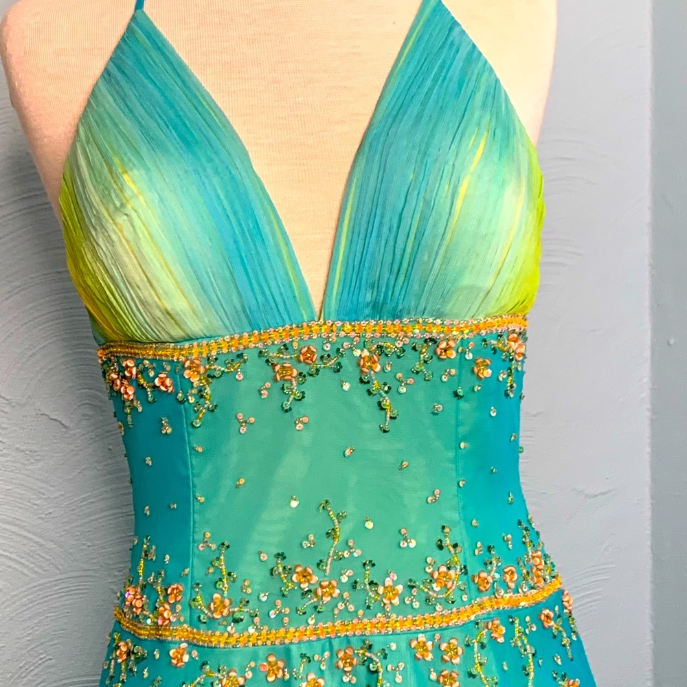 Hand embroidered evening gown